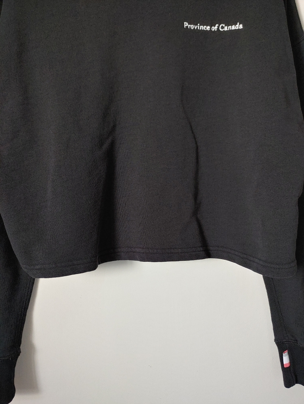 Province of Canada French Terry Crop Sweatshirt Cotton Black Size Small - Picture 10 of 16